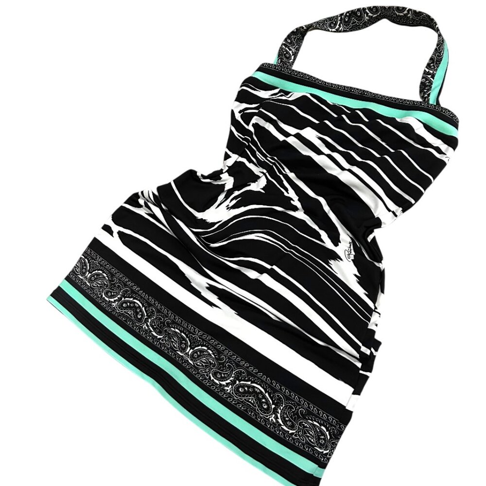 Vintage Roberto Cavalli Animal Print Y2K Halter Strappy Mini Bandage Dress